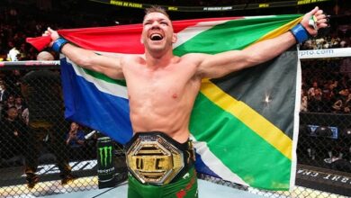 Dricus du Plessis, having successfully captured the UFC Middleweight championship at UFC 297 (Jeff Bottari/Getty)