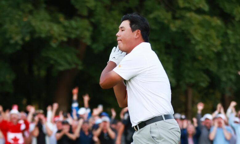 Despite loss, Si Woo Kim flashes Steph Curry in epic Presidents Cup celebration