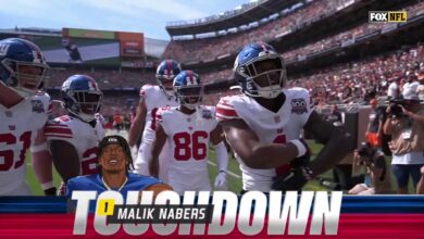 Malik Nabers snags spectacular spinning catch to give Giants 14-7 lead over Browns