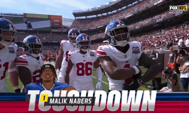 Malik Nabers snags spectacular spinning catch to give Giants 14-7 lead over Browns