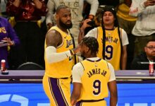 Bronny James makes history by becoming the first player to make a catch with his father during an NBA game