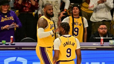 Bronny James makes history by becoming the first player to make a catch with his father during an NBA game