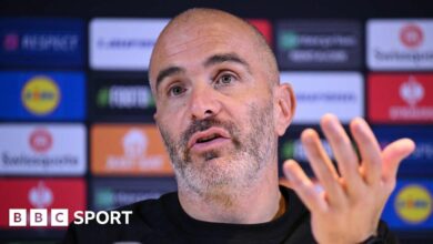 Chelsea manager Enzo Maresca gestures with his hand during a news conference