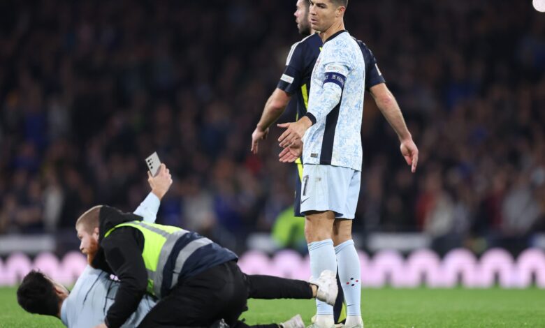 Cristiano Ronaldo swore at referee and was inches away from pitch invader in Scotland clash